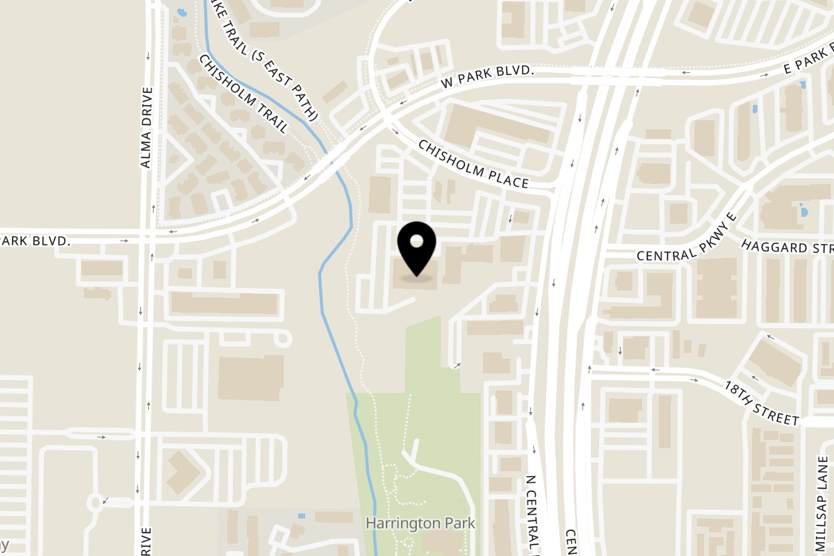 Map showing the location of Grand Dhaba on 300 Chisholm Pl in Plano